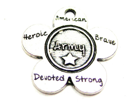 The Army Flower Large Genuine American Pewter Charm