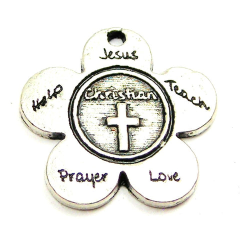 The Christian Flower Large Genuine American Pewter Charm
