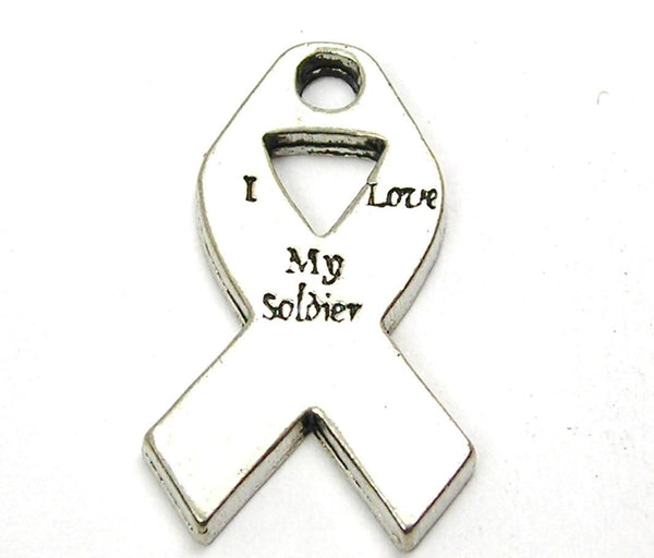 I Love My Soldier Awareness Ribbon Genuine American Pewter Charm