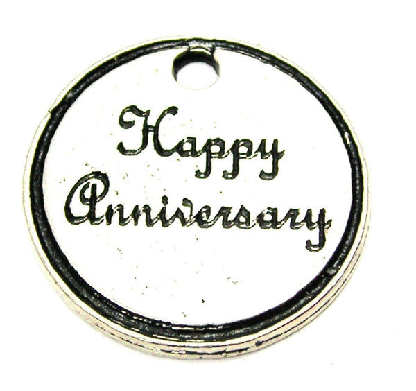 Happy Anniversary Circle Genuine American Pewter Charm