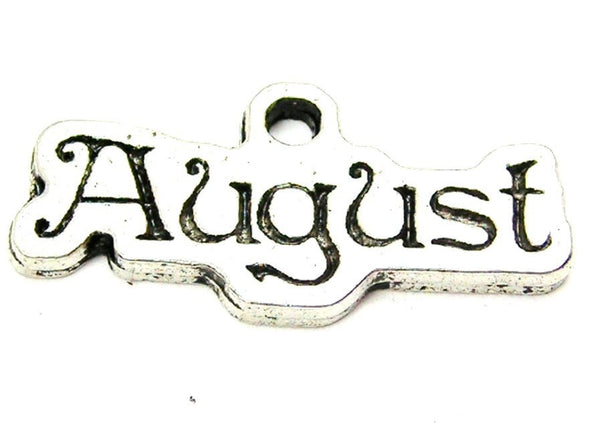 August Outlined Genuine American Pewter Charm