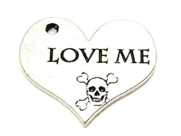 Love Me Skull And Crossbones Genuine American Pewter Charm