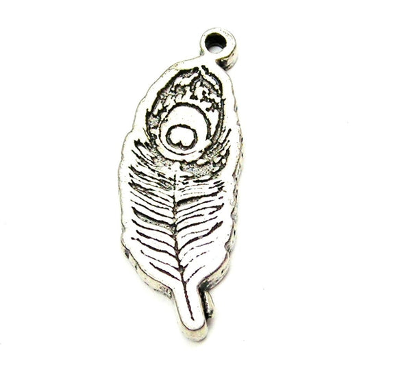 Peacock Feather Genuine American Pewter Charm