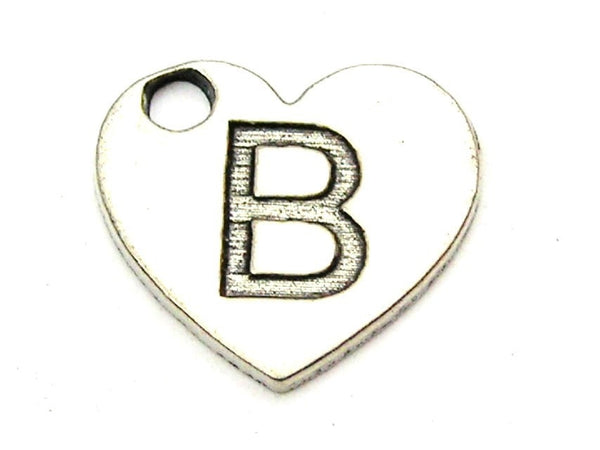 Heart Shaped Initial B Genuine American Pewter Charm