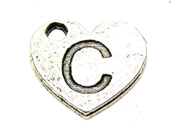 Heart Shaped Initial C Genuine American Pewter Charm