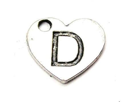 Heart Shaped Initial D Genuine American Pewter Charm