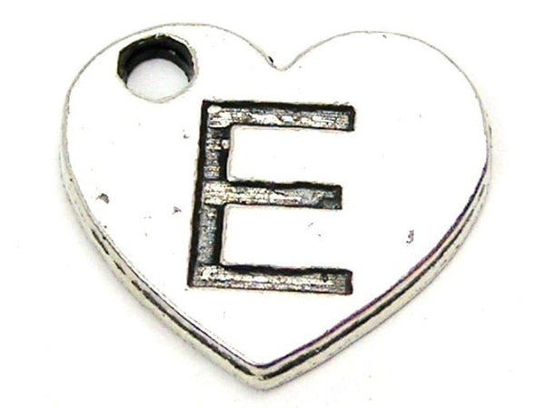 Heart Shaped Initial E Genuine American Pewter Charm
