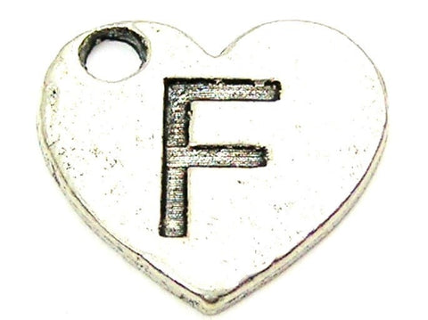 Heart Shaped Initial F Genuine American Pewter Charm