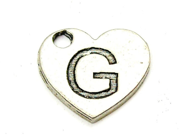 Heart Shaped Initial G Genuine American Pewter Charm