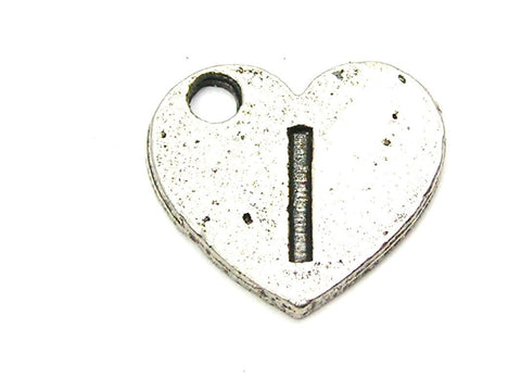 Heart Shaped Initial I Genuine American Pewter Charm