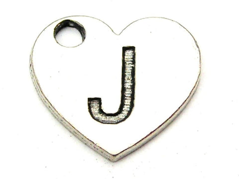 Heart Shaped Initial J Genuine American Pewter Charm
