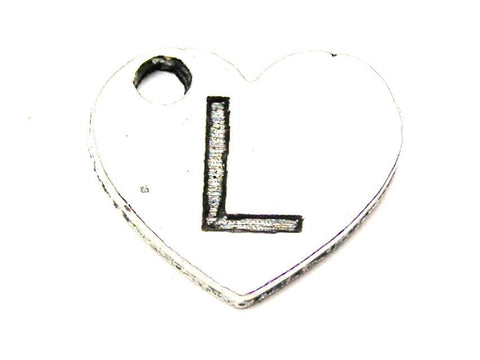 Heart Shaped Initial L Genuine American Pewter Charm