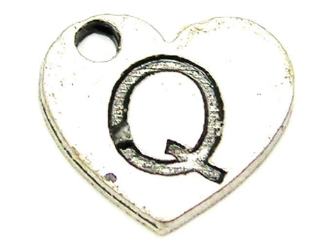 Heart Shaped Initial Q Genuine American Pewter Charm