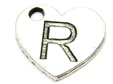 Heart Shaped Initial R Genuine American Pewter Charm