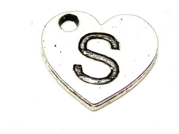 Heart Shaped Initial S Genuine American Pewter Charm