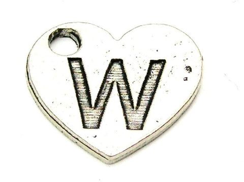 Heart Shaped Initial W Genuine American Pewter Charm