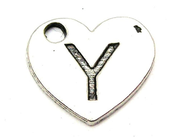 Heart Shaped Initial Y Genuine American Pewter Charm