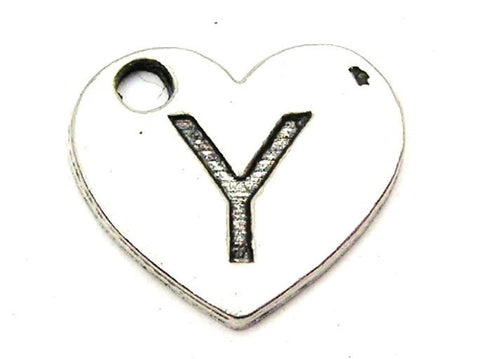 Heart Shaped Initial Y Genuine American Pewter Charm