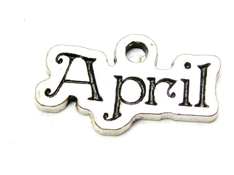 April Outlined Genuine American Pewter Charm