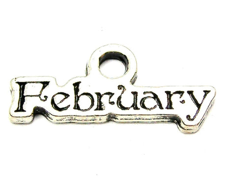 February Outlined Genuine American Pewter Charm
