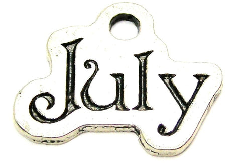 July Outlined Genuine American Pewter Charm