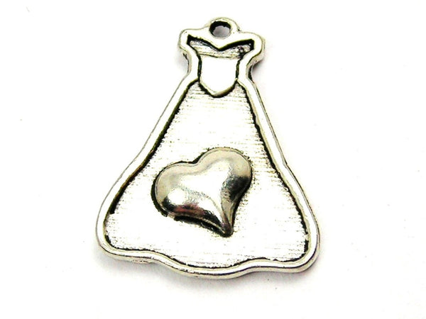 Princess Dress With Raised Heart Genuine American Pewter Charm