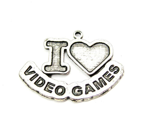 I Love Video Games With Words Genuine American Pewter Charm