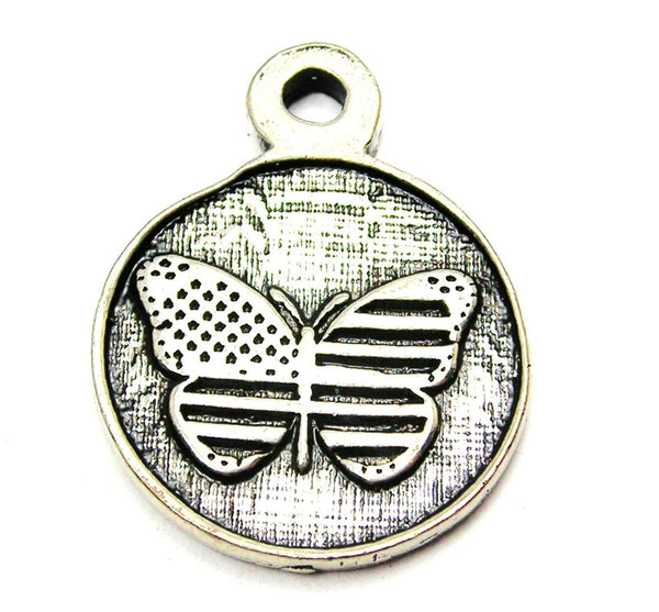 American Flag Butterfly Genuine American Pewter Charm
