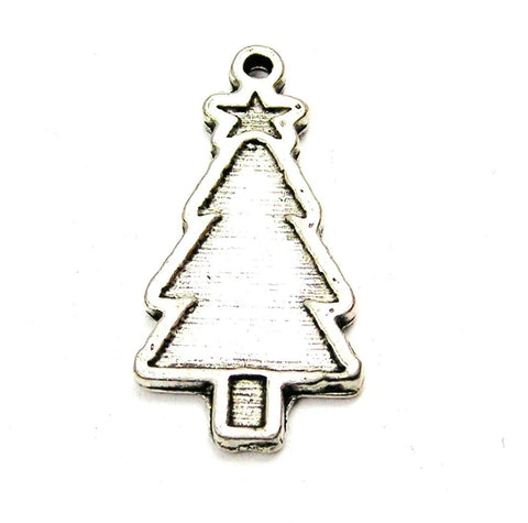 Engraved Christmas Tree Genuine American Pewter Charm