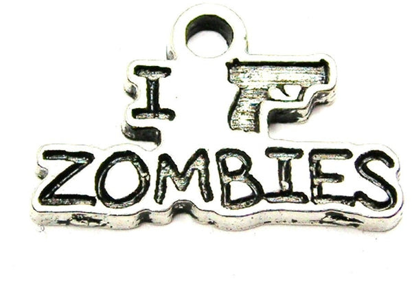 I Shoot Zombies Handgun Style Genuine American Pewter Charm