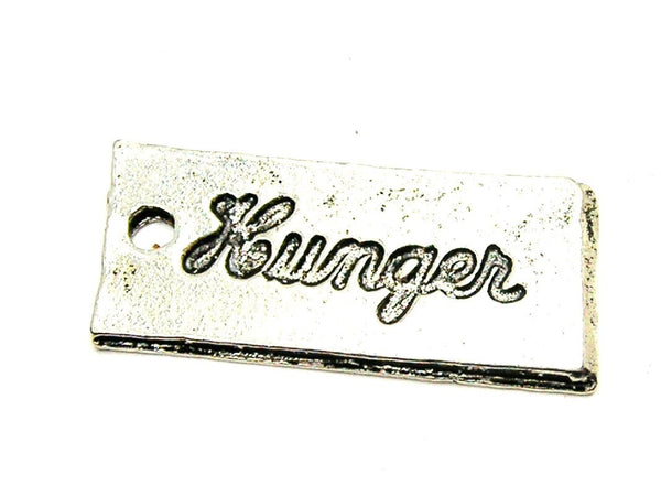 Hunger Tab Cursive Genuine American Pewter Charm