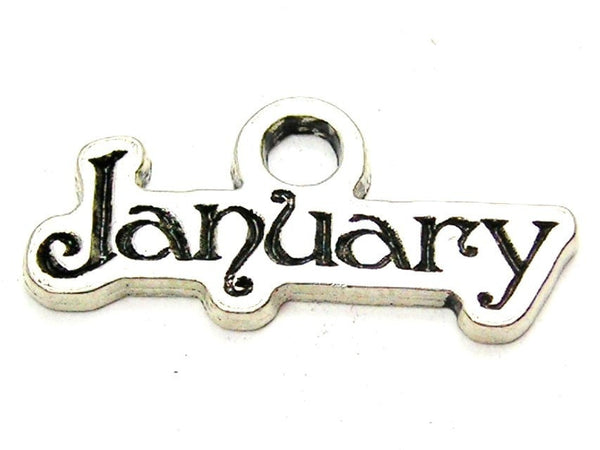 January Outlined Genuine American Pewter Charm