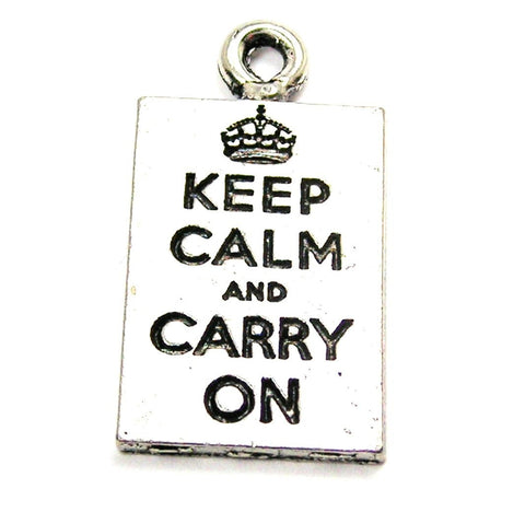 Keep Calm And Carry On Square Genuine American Pewter Charm