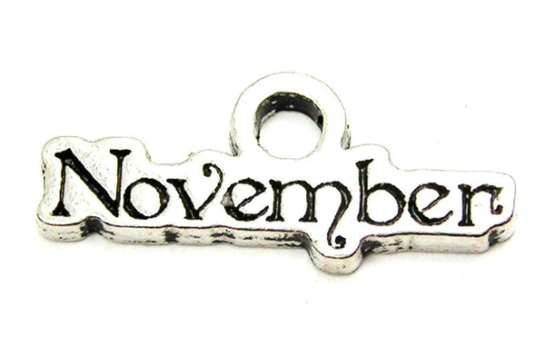 November Outlined Genuine American Pewter Charm
