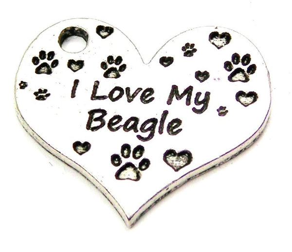 I Love My Beagle Heart Genuine American Pewter Charm