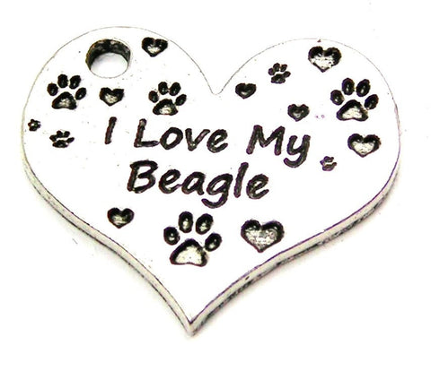 I Love My Beagle Heart Genuine American Pewter Charm