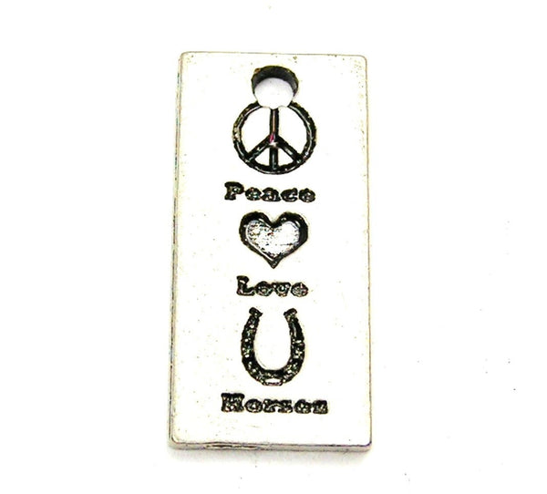 Peace Love Horses Genuine American Pewter Charm