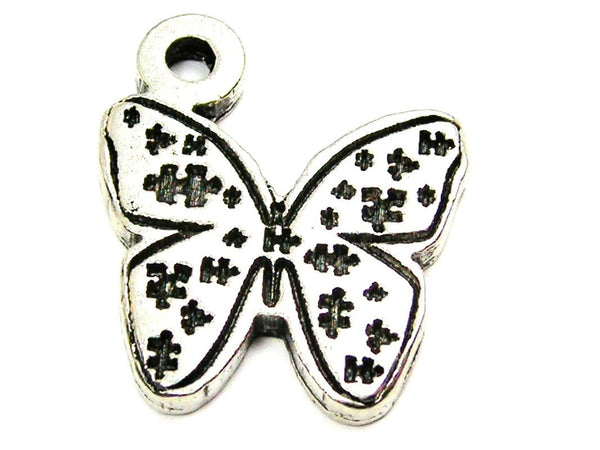 Butterfly Covered In Puzzle Pieces Genuine American Pewter Charm