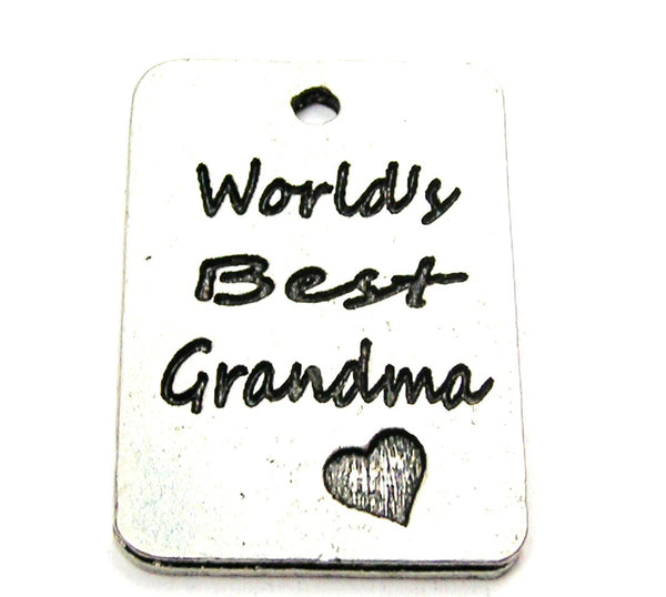 Worlds Best Grandma Dog Tag Genuine American Pewter Charm
