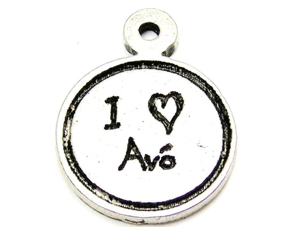 I Love Avã³ (Grandmother) Child Handwriting Genuine American Pewter Charm