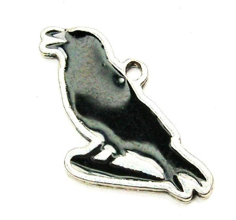 Hand Painted Raven Crow Genuine American Pewter Charm