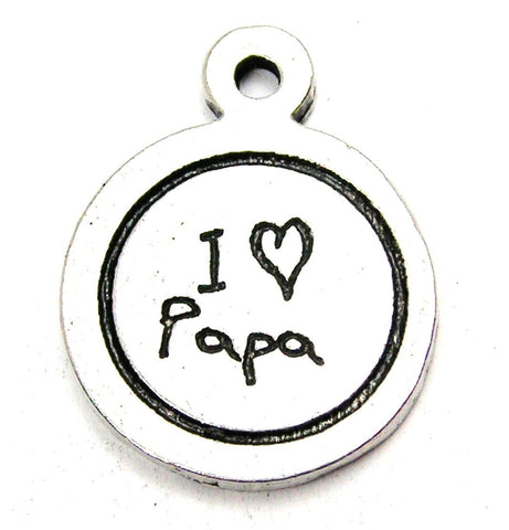 I Love Papa Child Handwriting Genuine American Pewter Charm