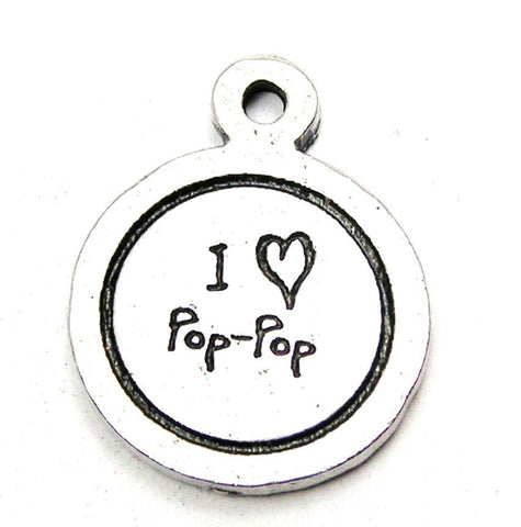 I Love Pop Pop Child Handwriting Genuine American Pewter Charm