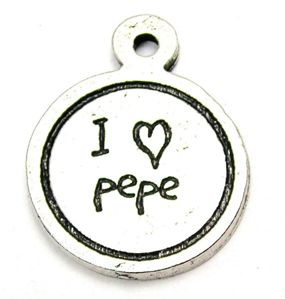 I Love Pepe Child Handwriting Genuine American Pewter Charm