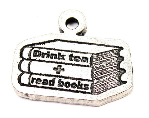 Drink Tea And Read Books Genuine American Pewter Charm