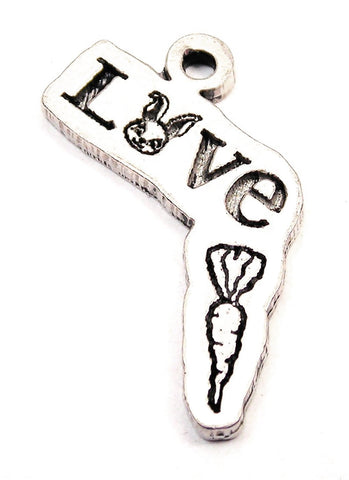 Bunny O Love With Carrot Genuine American Pewter Charm