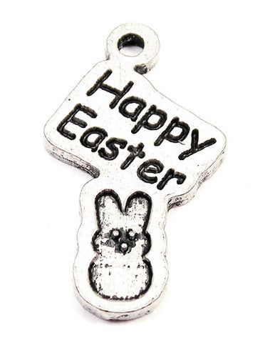 Happy Easter With Marshmallow Bunny Genuine American Pewter Charm