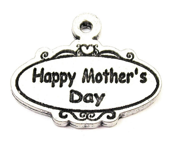 Happy Mother's Day Oval Scrolled Plaque Genuine American Pewter Charm