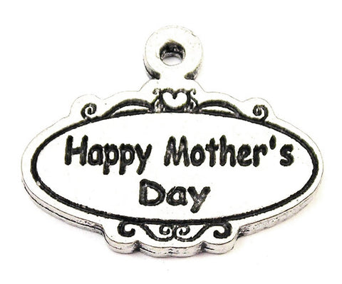 Happy Mother's Day Oval Scrolled Plaque Genuine American Pewter Charm