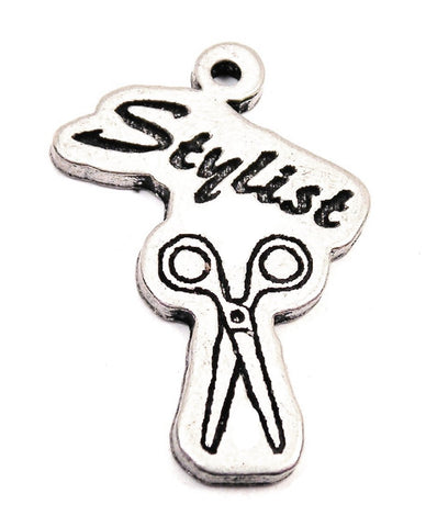 Stylist With Shears Genuine American Pewter Charm